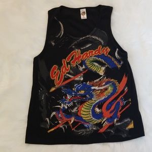 Ed Hardy Dragon Bling Rhinestone Ribbed Tank Top